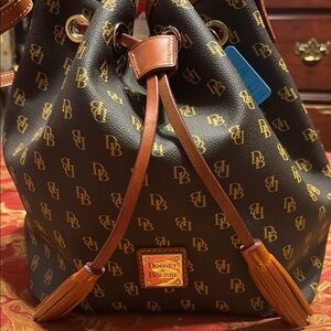 Dooney & Bourke Black and Brown Bucket Bag
